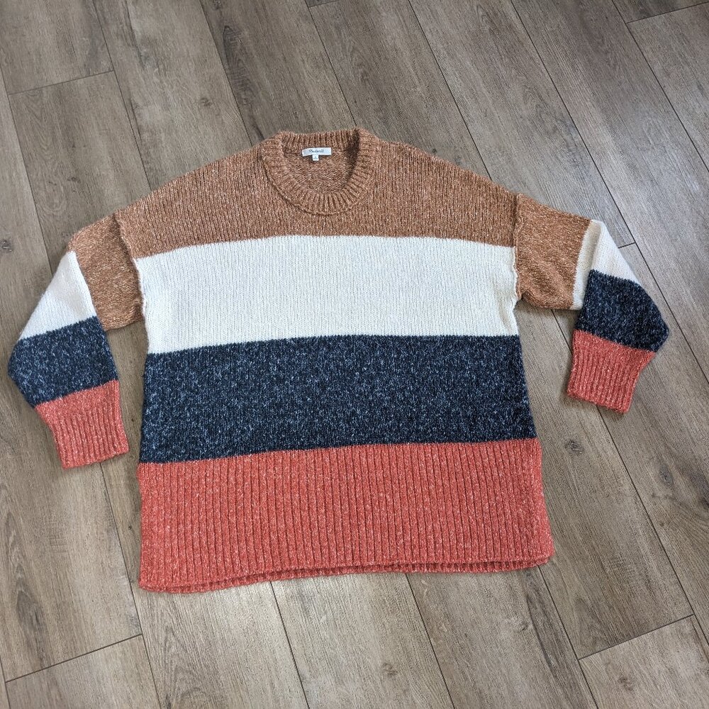 Madewell Striped Baxter Tunic Sweater Oversized Alpaca Blend Knit Crewneck L